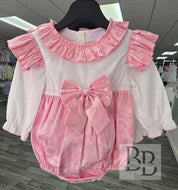 2414 - Jacquard Pink long sleeved romper