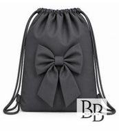 GREY Single Bow Drawstring Schoolbag