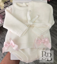 Load image into Gallery viewer, 26/121 - Ivory &amp; Pink 2PC Knitted set