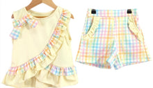 Load image into Gallery viewer, T167A - Lemon Summer Checked short set (1YR-8YR)