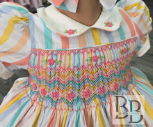 Load image into Gallery viewer, CSSD4 - Candy Striped Smocked dress