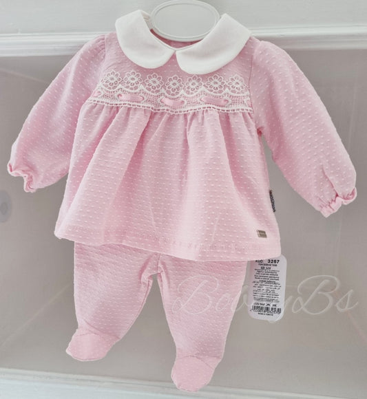 BJ3257P - Pink Lace Trouser set