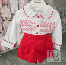 Load image into Gallery viewer, 2828- Red Smocked short set