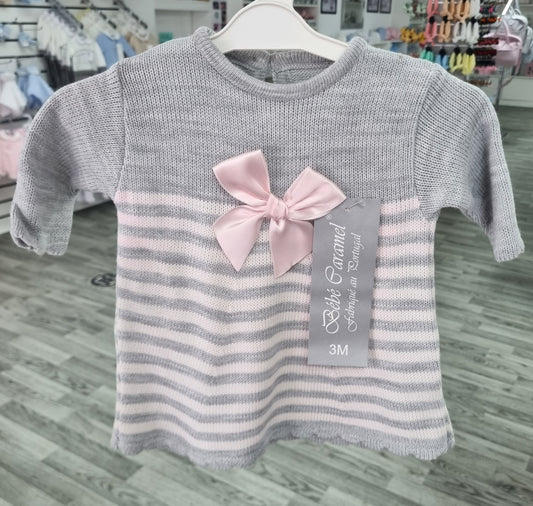 CJ500.6 - Grey & Pink knitted dress