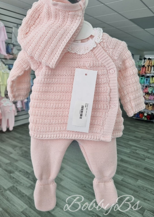 24/999 -Pink wrap First Size 3PC Knitted set