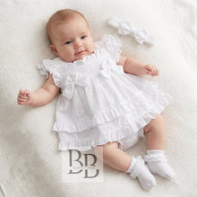Load image into Gallery viewer, 6268 - White Broderie Anglaise bow 3pc dress set