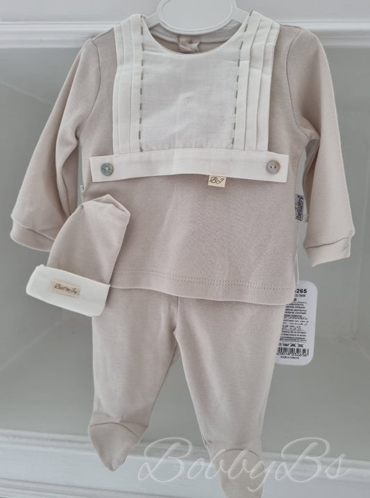 BJ3265Bi - Beige Cotton trouser set