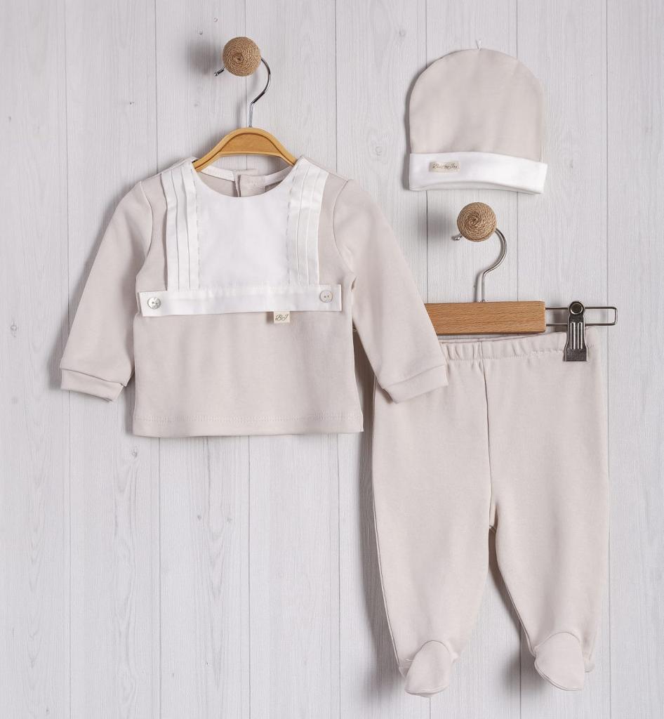 BJ3265Bi - Beige Cotton trouser set