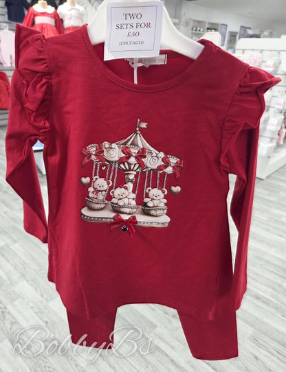 YG24 - Red teddy Diamante legging set