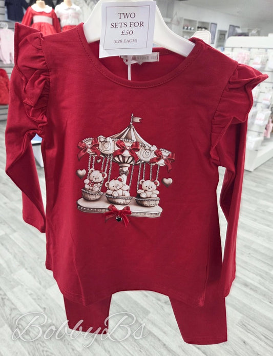 YG24 - Red teddy Diamante legging set