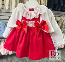 Load image into Gallery viewer, COCO - Girls Red Smocked Dress