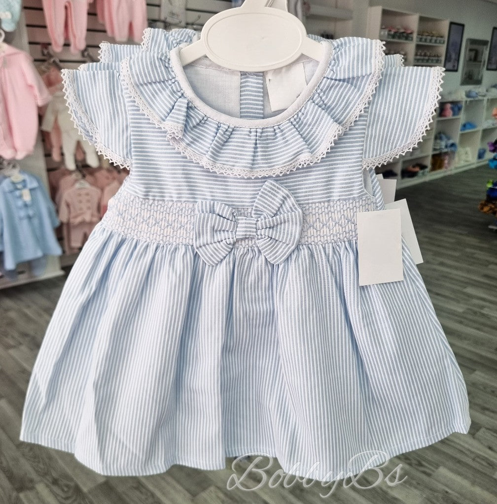 PQ02 - Blue Stripe smocked dress