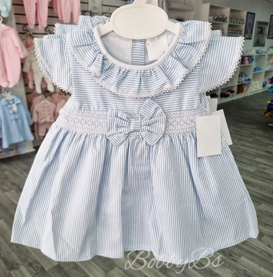 PQ02 - Blue Stripe smocked dress