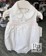MD937 - White & Pink Smocked romper