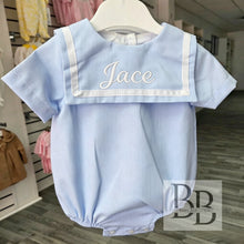 Load image into Gallery viewer, SG280 - Blue &amp; White Cotton romper