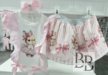 Load image into Gallery viewer, YG40 - Pink Bunny Diamante Frilled Skirt set