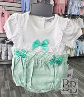 6207 - Mint Cotton Striped romper