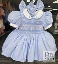 Load image into Gallery viewer, SPD11 - Blue Smocked dress