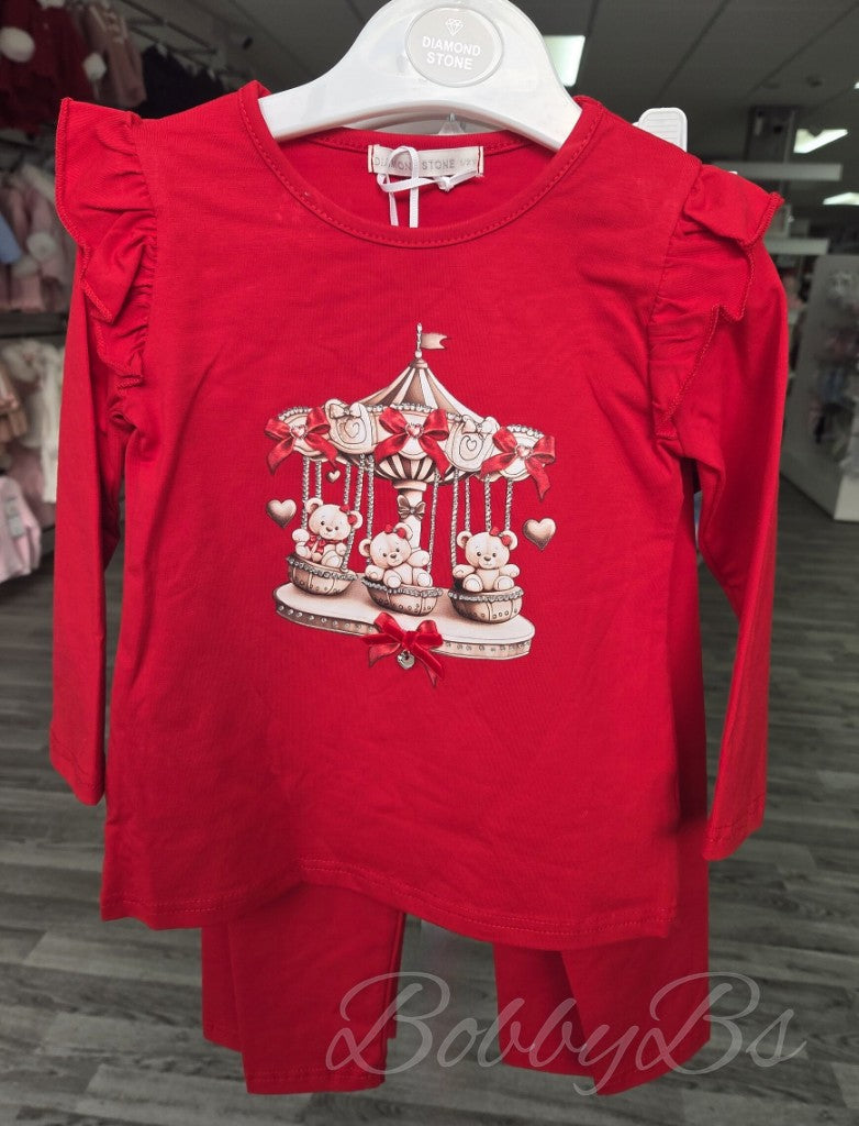YG24 - Red teddy Diamante legging set