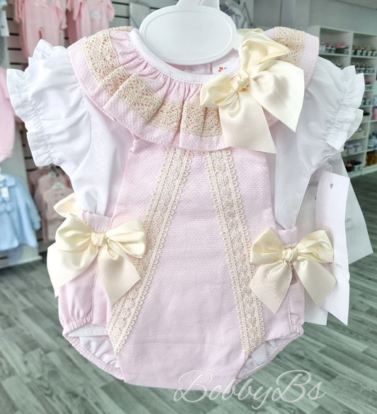 M005 - Pink bow romper set