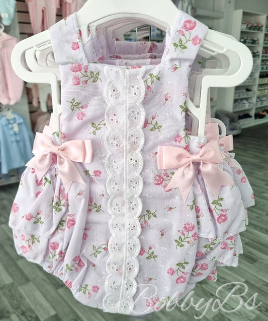 LPFR4 - Floral cotton double bow romper