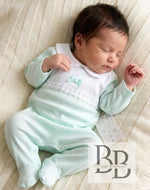 SG274C  - White & Mint cotton babygrow