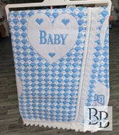 414S - Blue heart Baby Shawl