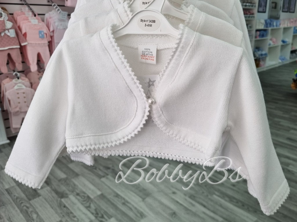 2428 - White Pearl Button bolero