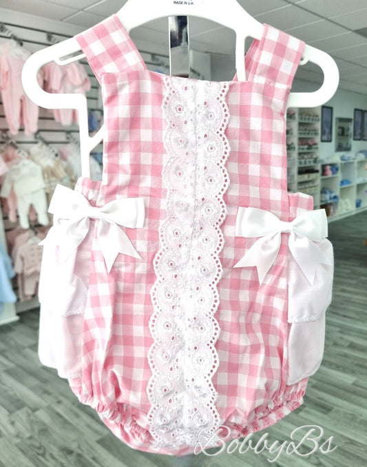 PGR7 - Pink gingham cotton romper