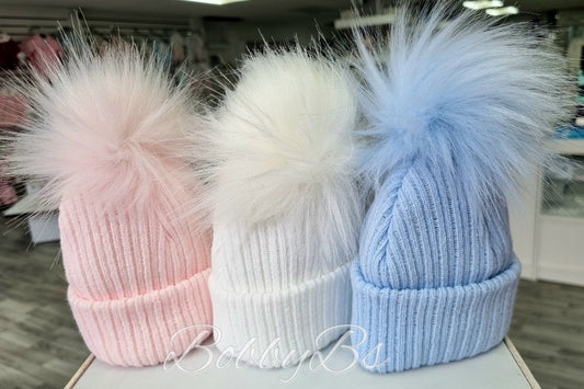 SRP1 - Single ribbed pompom hat