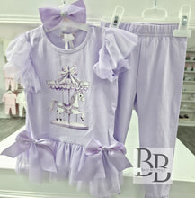 Load image into Gallery viewer, YG43 - Lilac Carousel bow  legging set