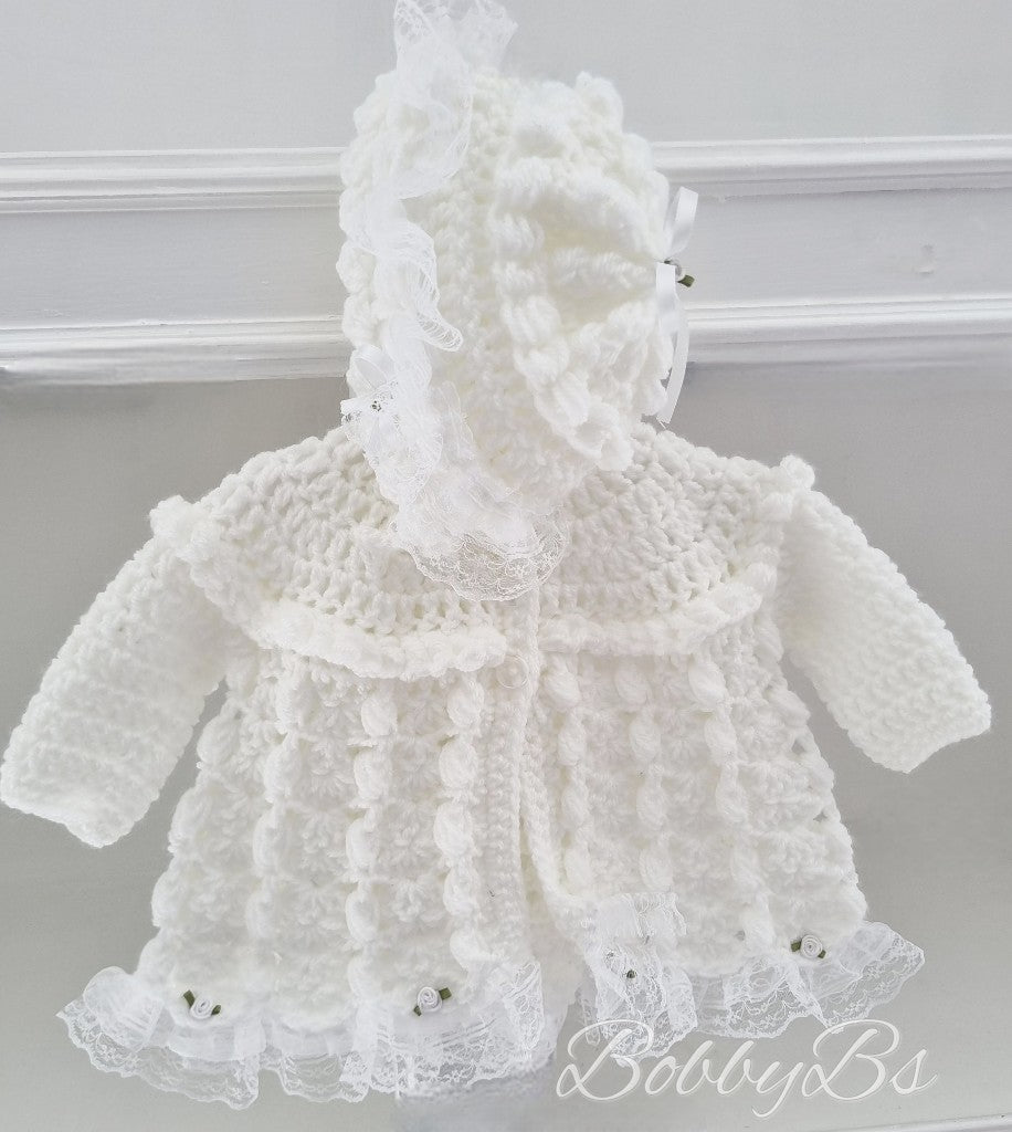 HMTW66-  Crochet Lace matinee set
