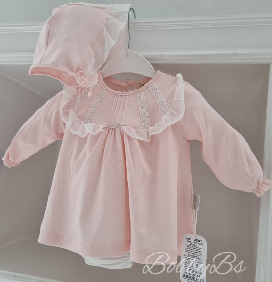 BJ3261P - Pink Long sleeved dress set