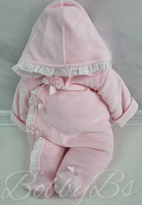 Pink Baby girls padded bow snowsuit 