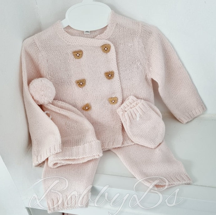 W24195 ~ Pink 4piece knitted trouser set