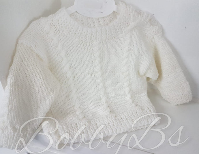 HKJW1 ~ White knitted jumper.