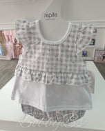 4713 ~ Girls Grey check short set