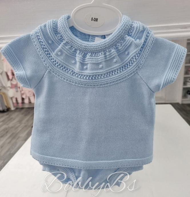 4671 - Fine blue knitted jam pants set