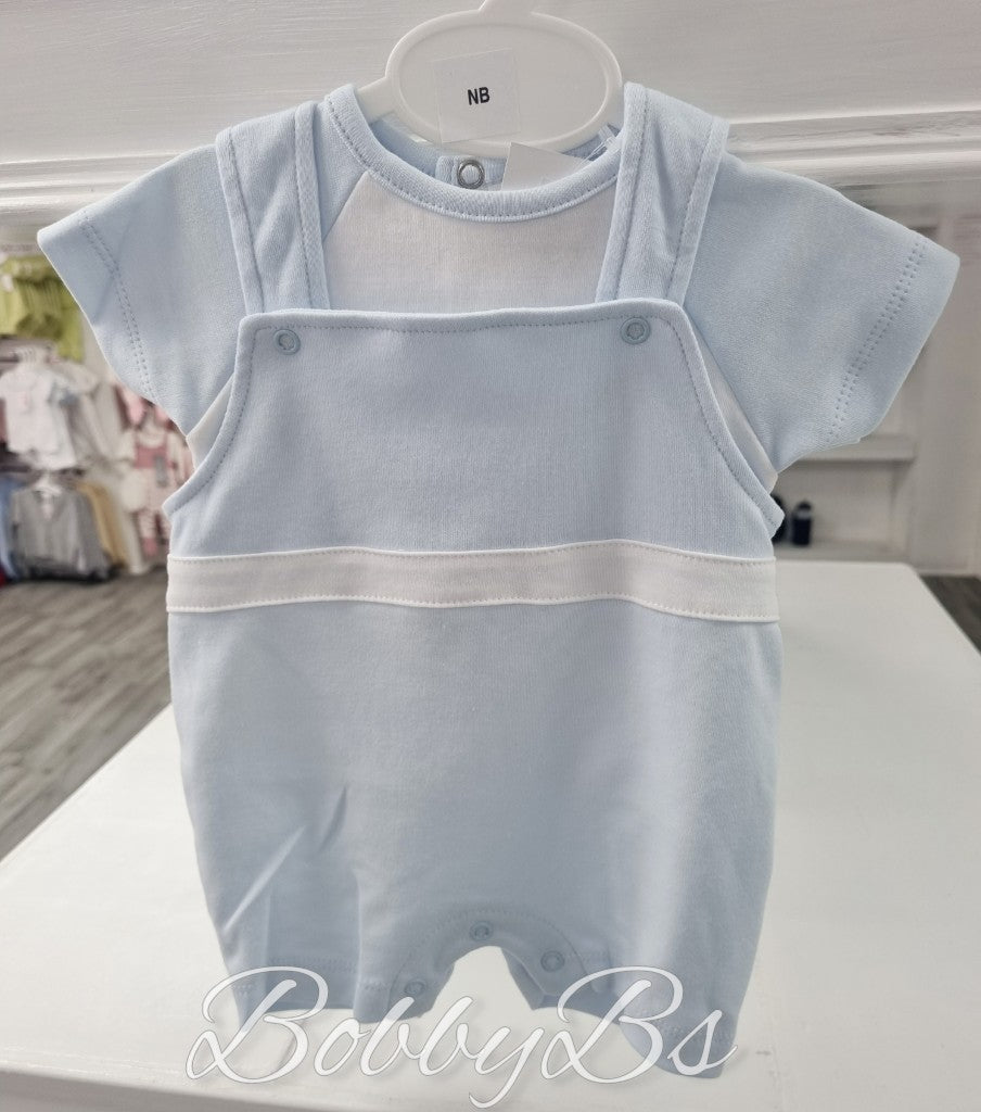 LBS23/106 - Baby blue cotton dungaree set