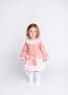MD1575 ~ Pink Drop waist long sleeve dress.