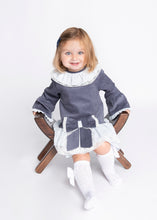 Load image into Gallery viewer, MD1575 ~ Blue Drop waist long sleeve dress.